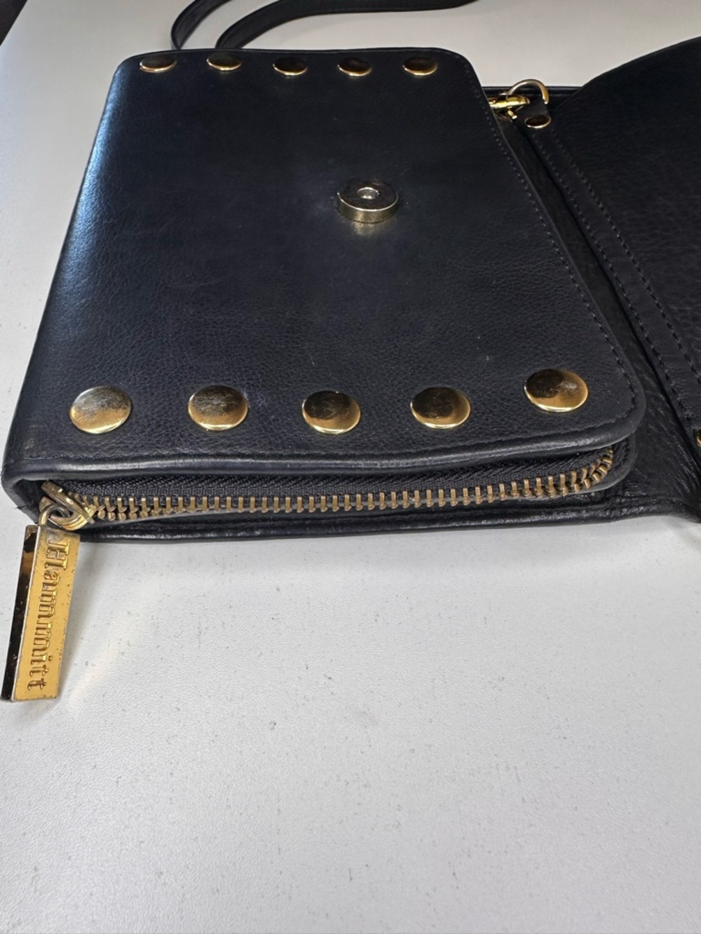 Hammitt Black Leather Crossbody Bag with Red Suede Interior Removable Strap - Picture 5 of 14
